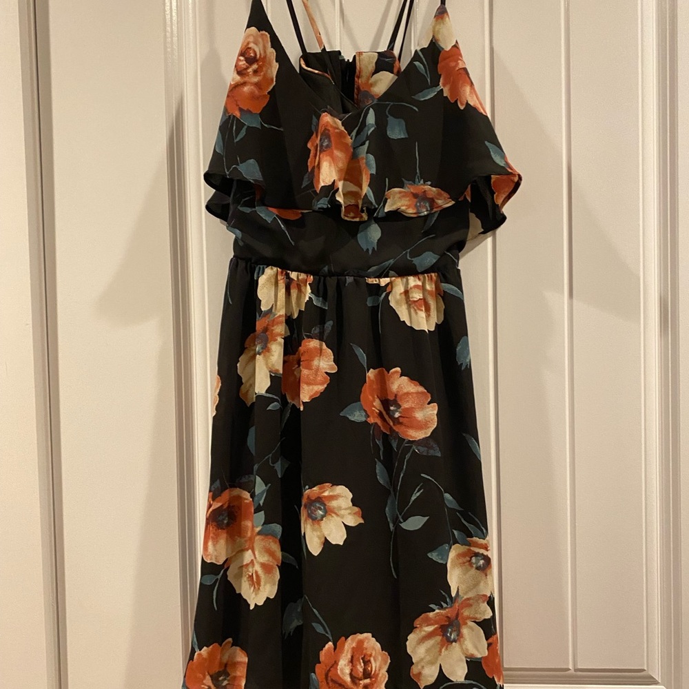 Strappy black floral xhilaration dress